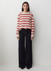 Mens Lambswool Crew Neck Knit Sweater with Stripe
