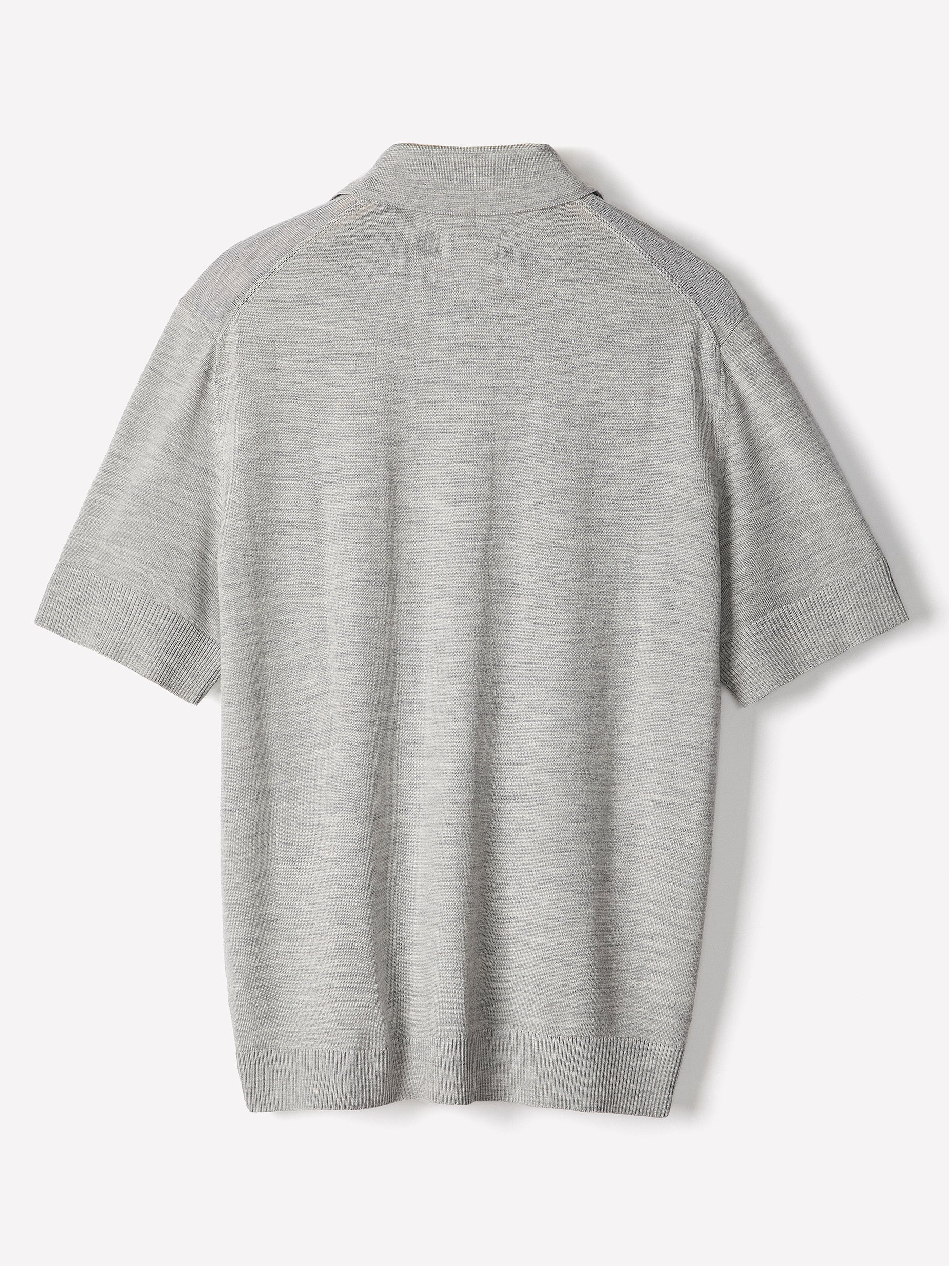 Merino Wool Polo Sweater Short Sleeve