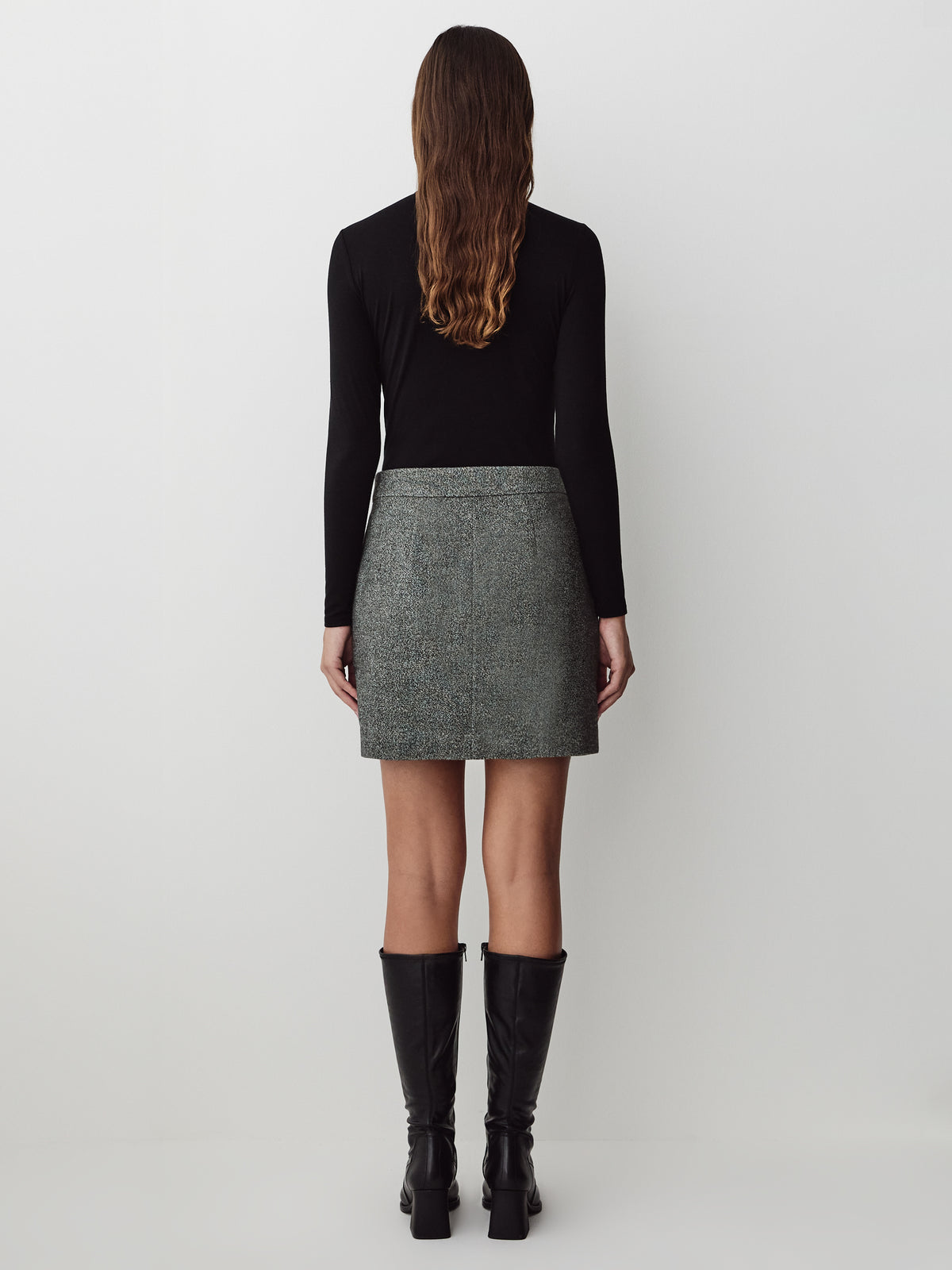 A-Line Mini Skirt Heavy Tweed Wool Blend