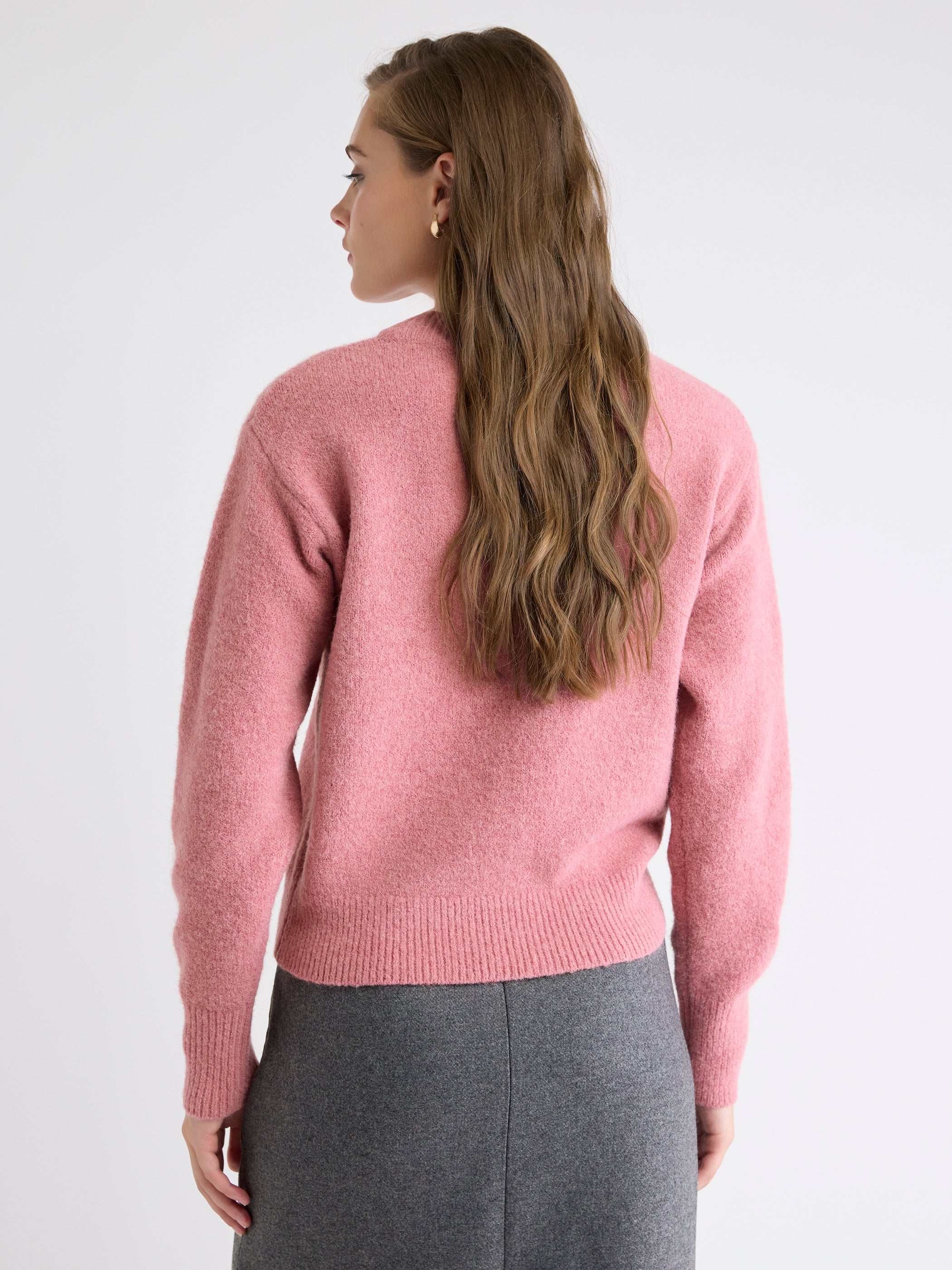 Pull à Manches Longues et Col V en Mélange d'Alpaga