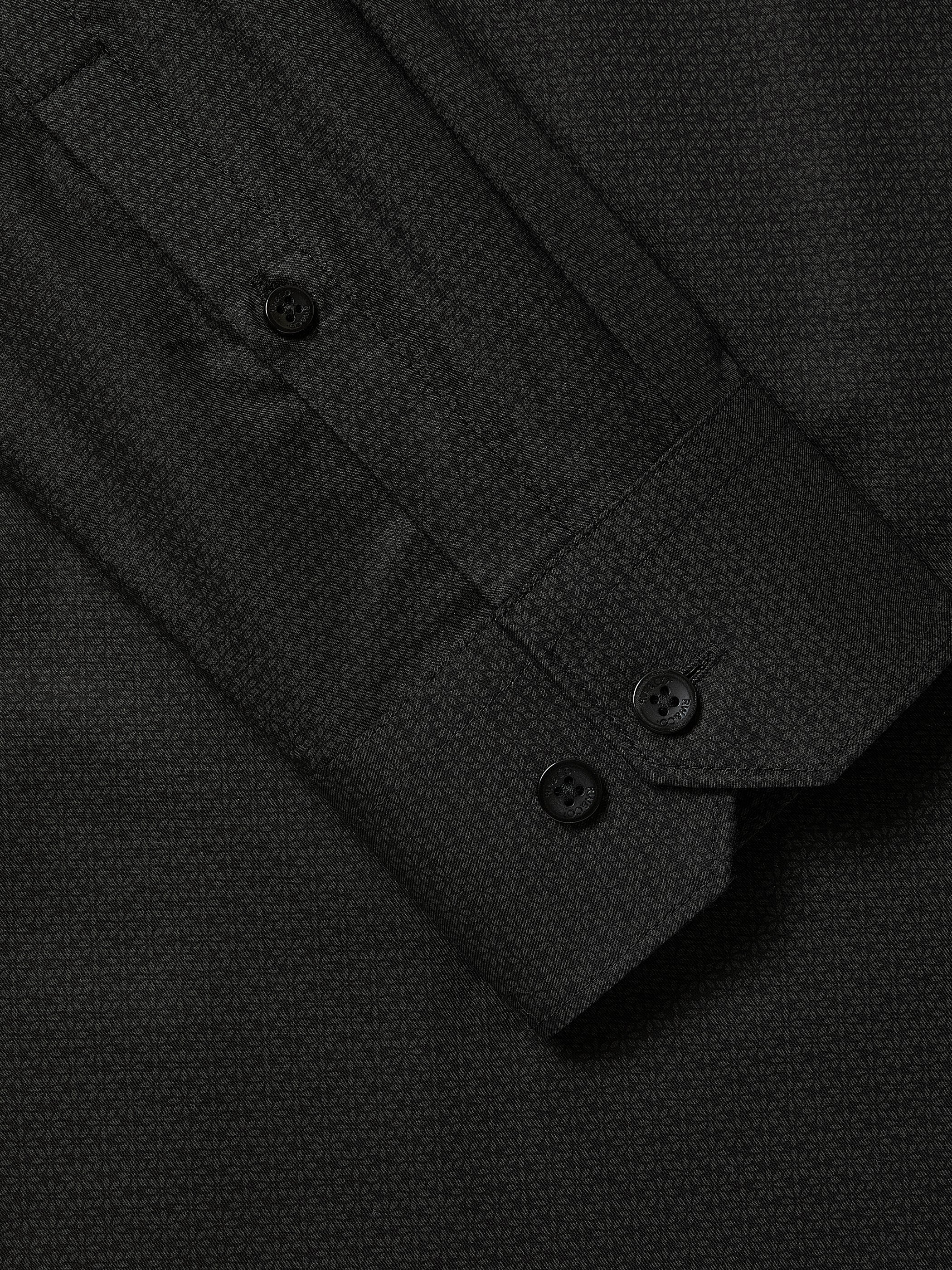 Slim-Fit Sateen Dress Shirt with Geo Pattern
