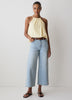 Woven Linen Blend Halter Top with Pleats