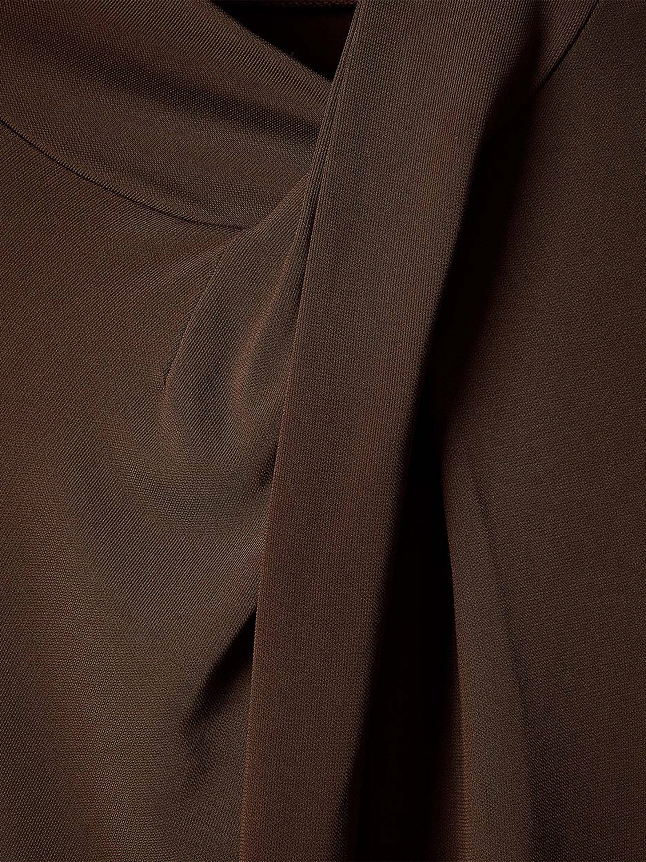 Haut à Manches Longues à Col Montant Drapé à Détail Croisé