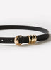 Slim Leather Belt with Sculptural Buckle