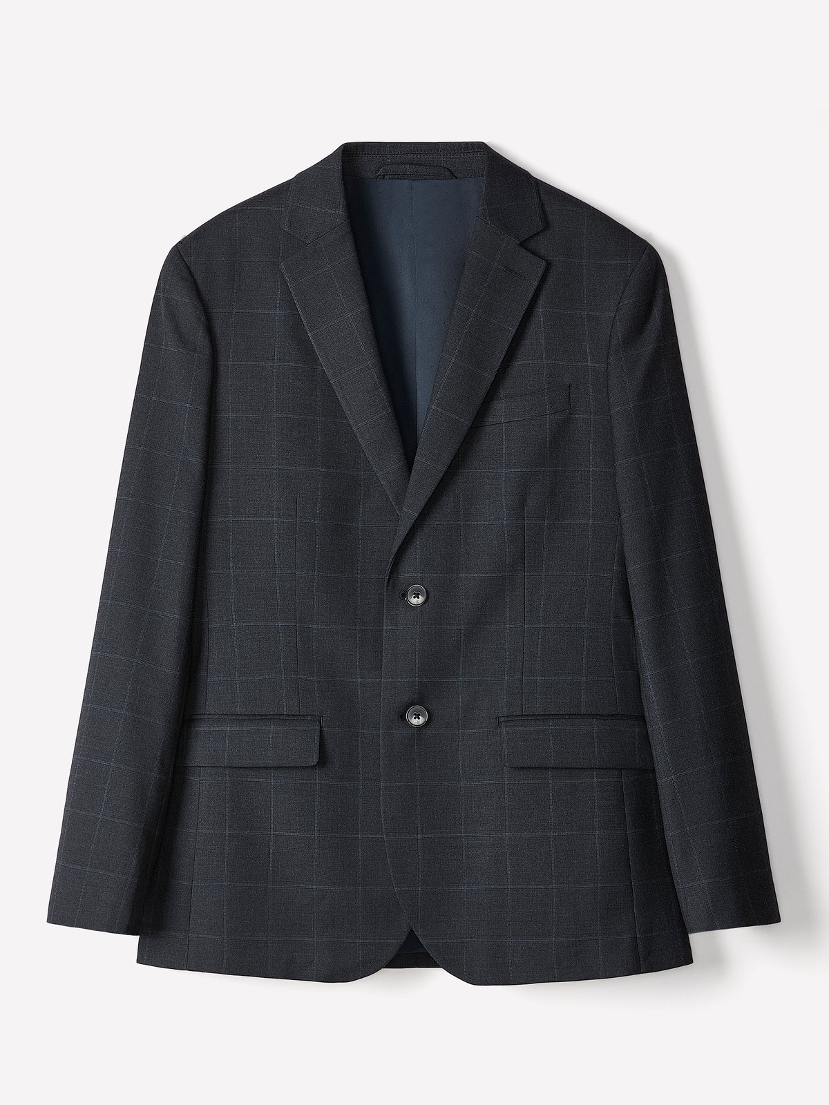 Slim-Fit Navy Windowpane Suit Blazer