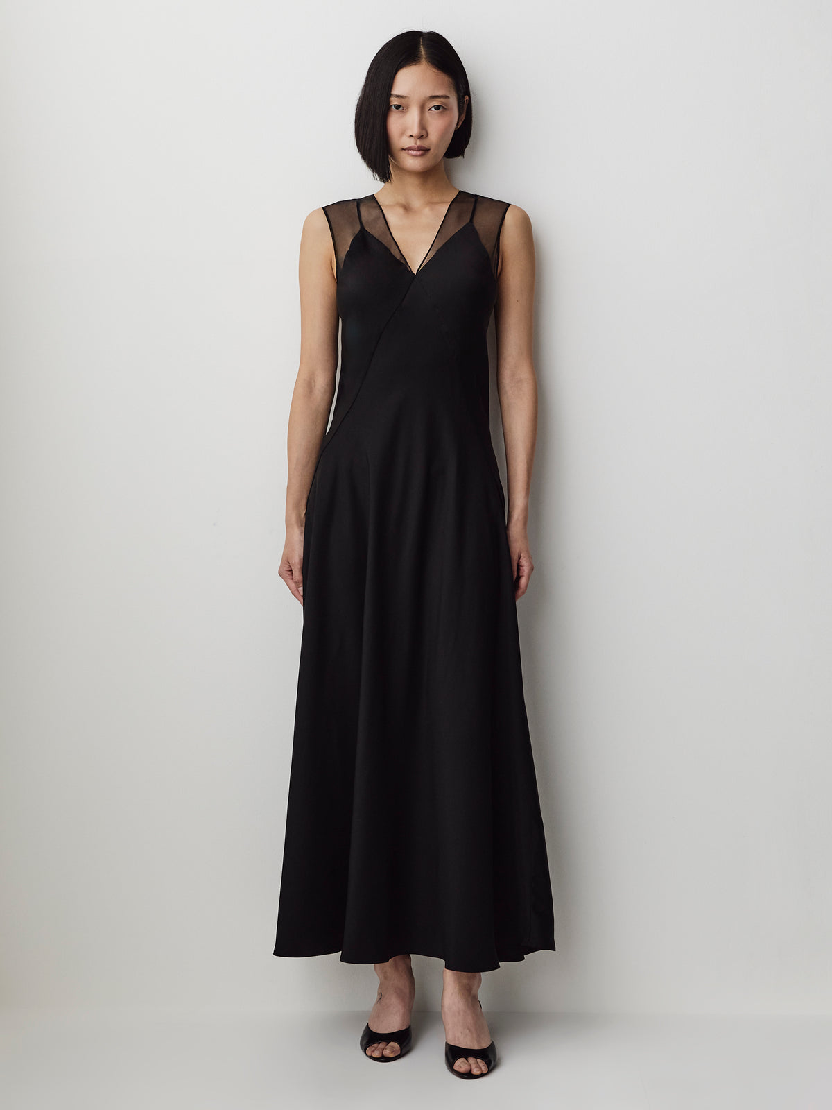 Sleeveless V-Neck Maxi Dress with Sheer Straps
