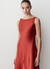Woven Satin Halter Midi Dress