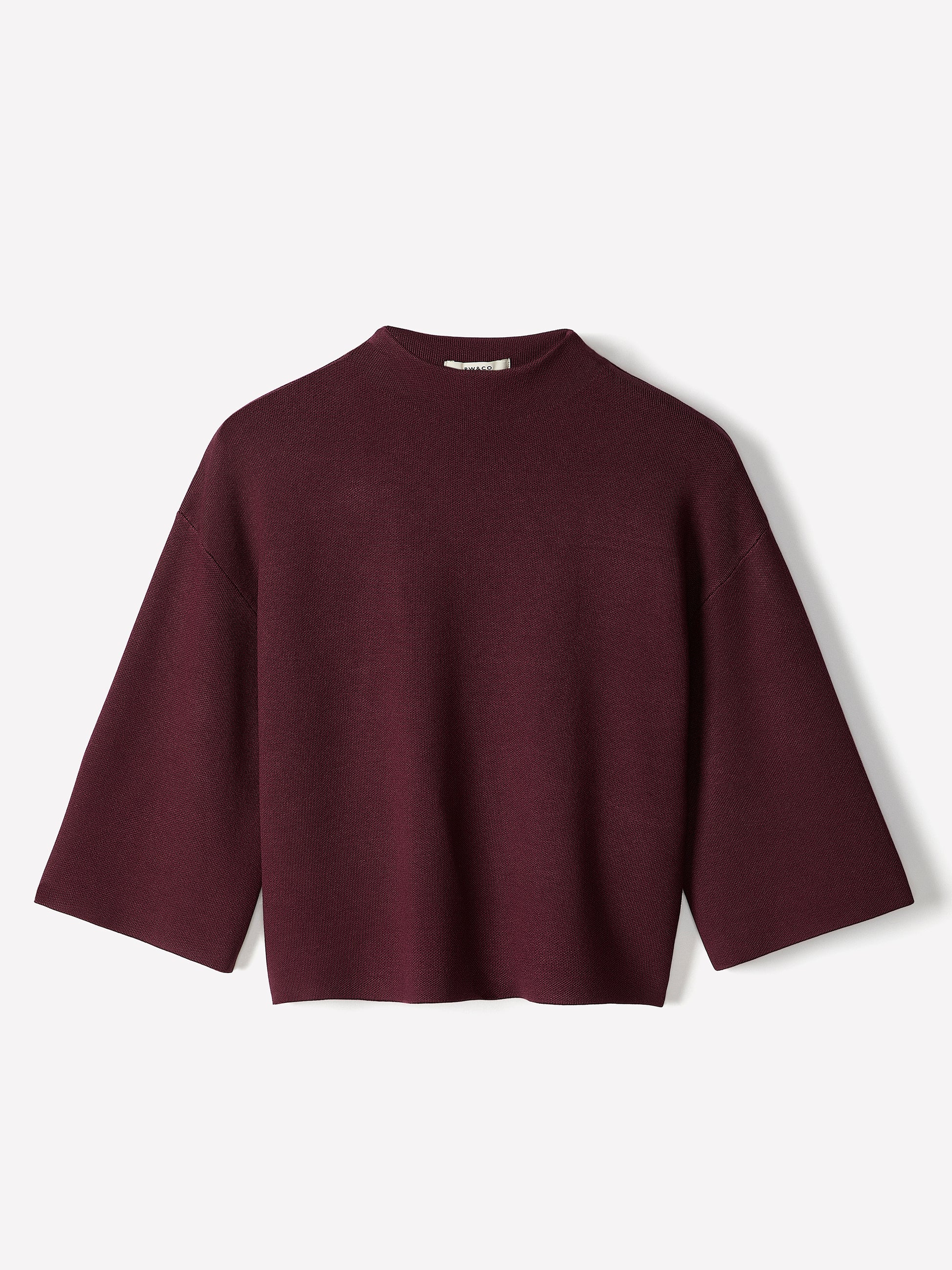 Mock-Neck Sweater with Bell Elbow Sleeves