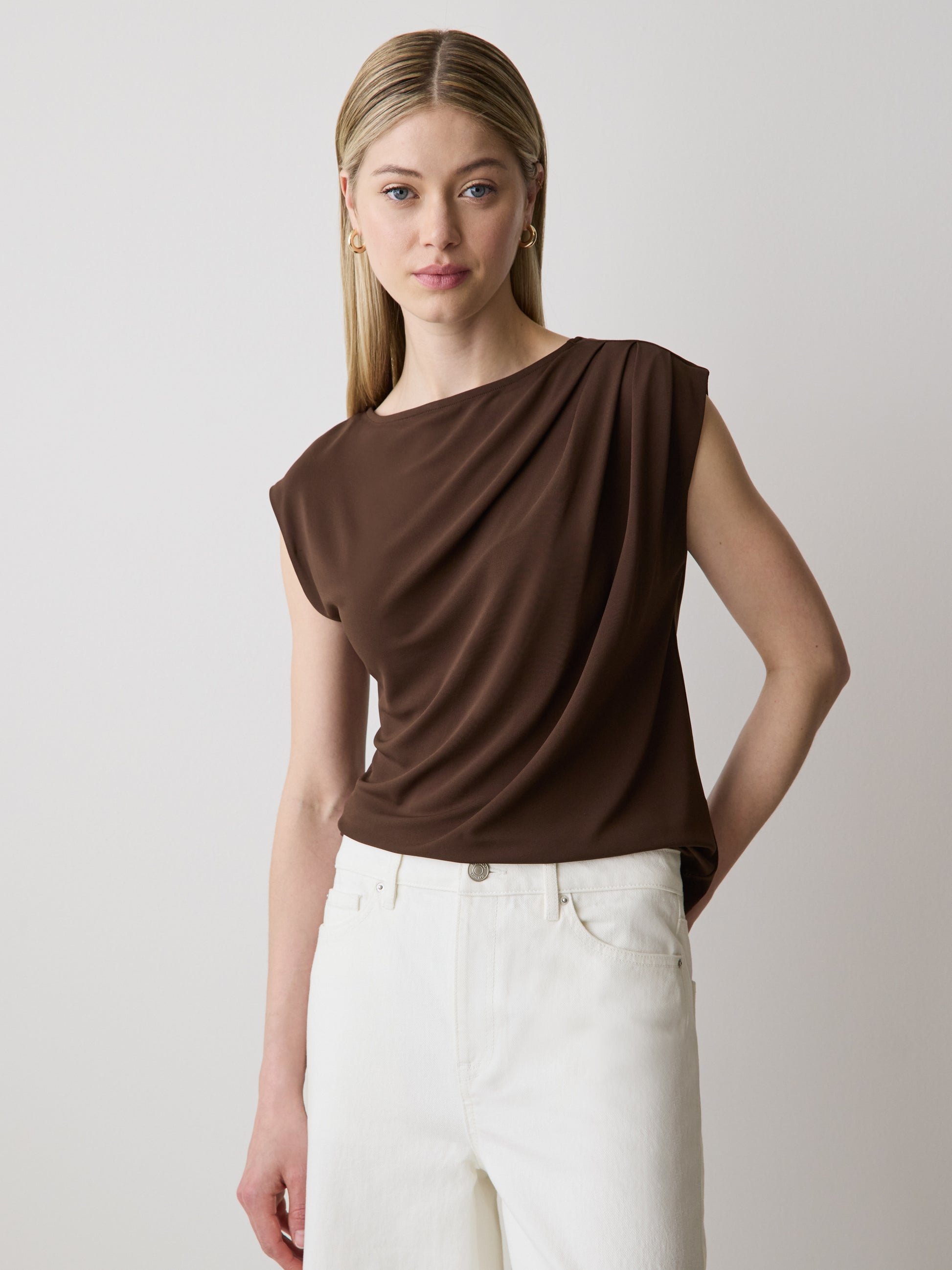 Knit Blouse Pleated Extended Sleeve