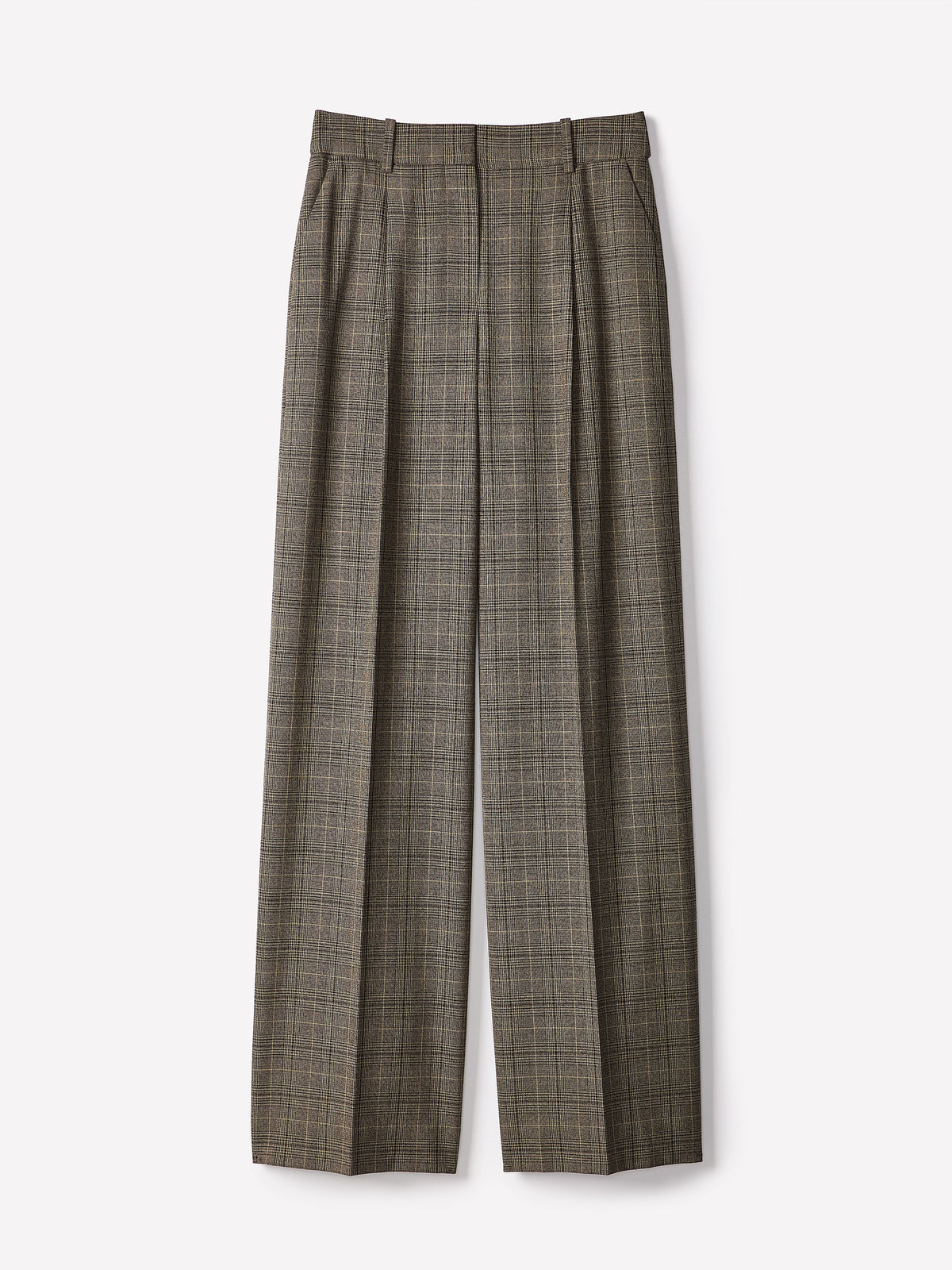Plaid Wool-Blend Wide-Leg High-Rise Pant