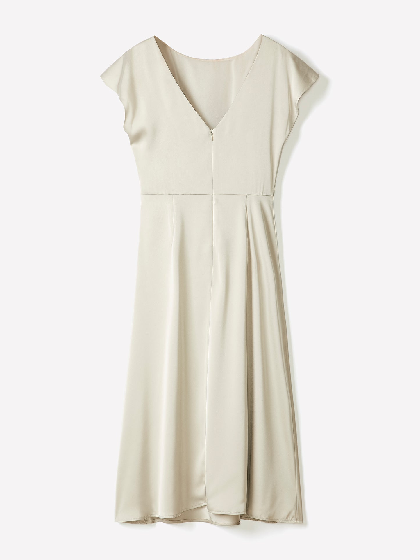 Short-Sleeve Cocktail Midi Dress with Draped Detail