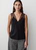 Sleeveless V-Neck Blouse with Sheer Straps