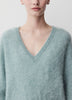 Long-Sleeve V-Neck Hairy Merino Sweater