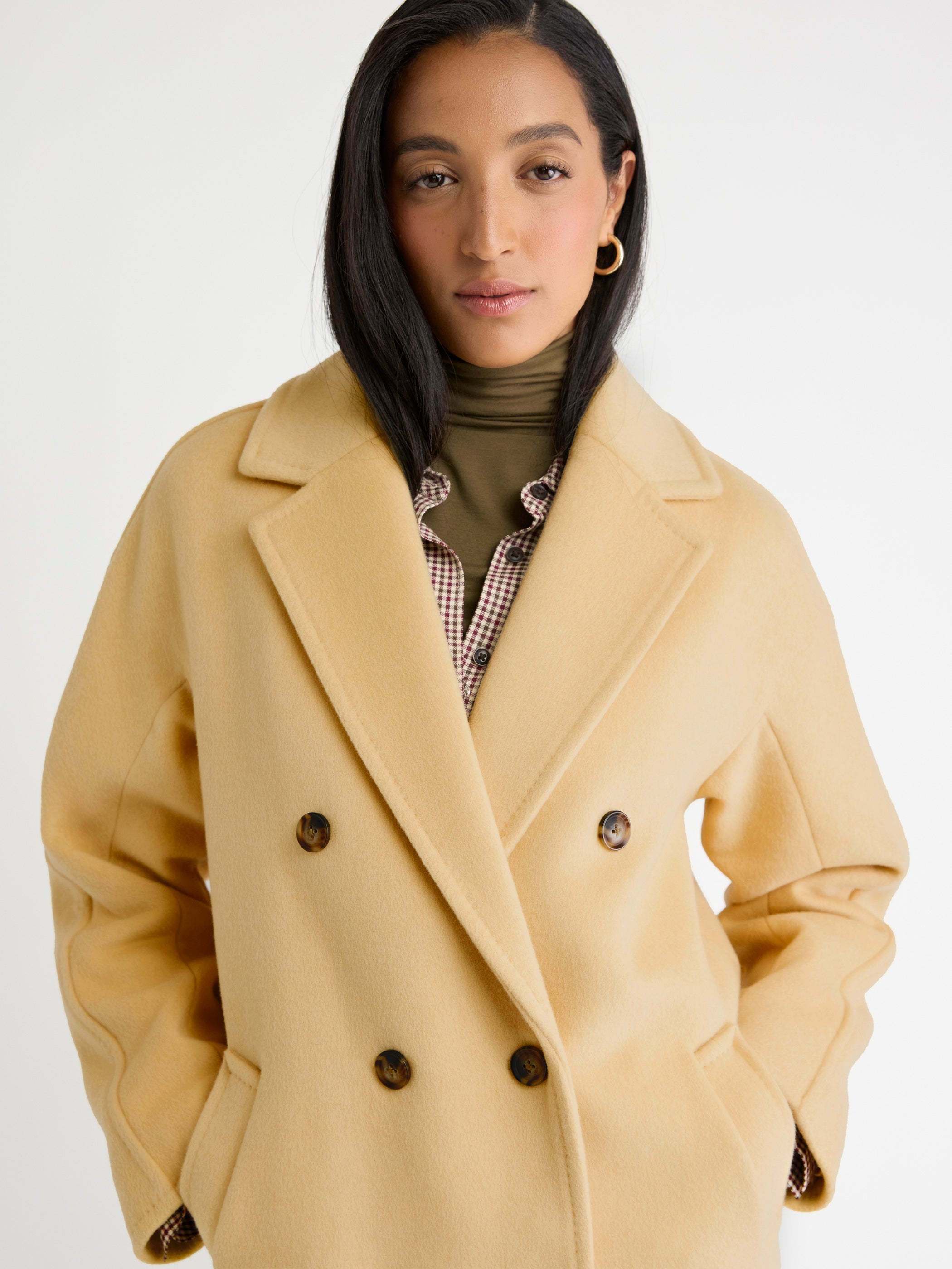 Melton Wool-Blend Double-Breasted Peacoat