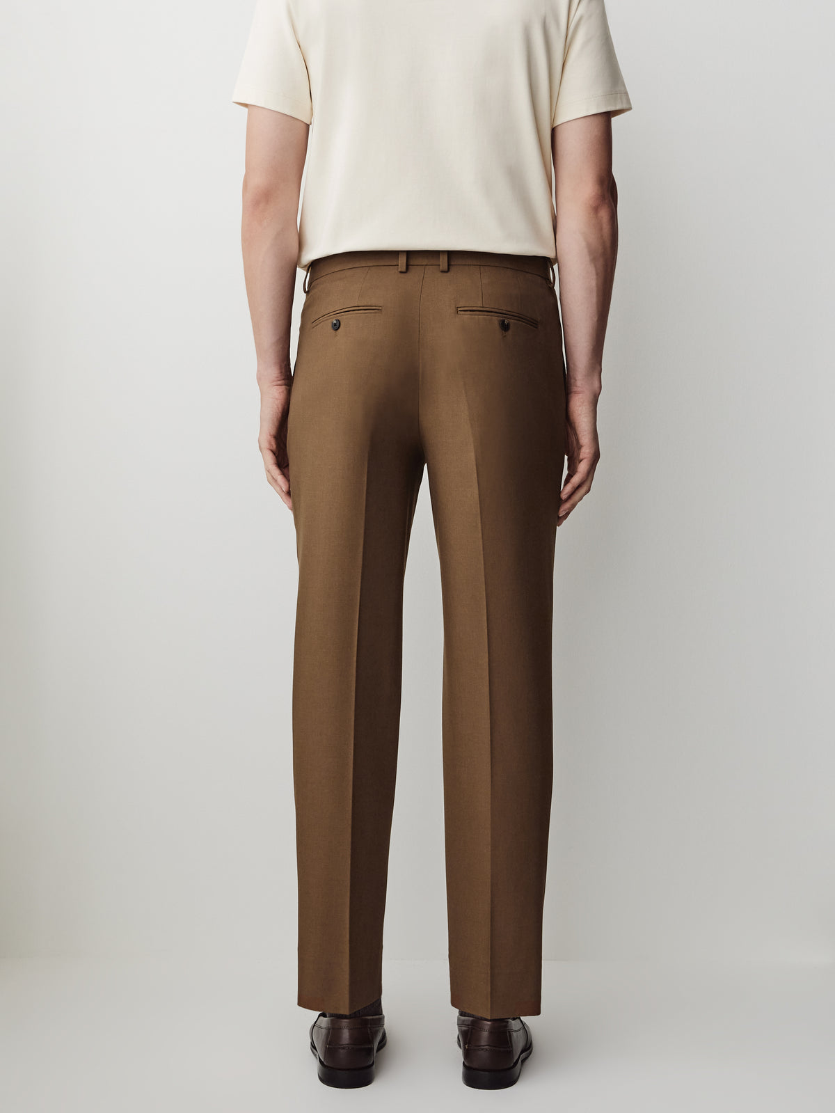 Wool-Blend Tapered-Leg Pleated Dress Pant