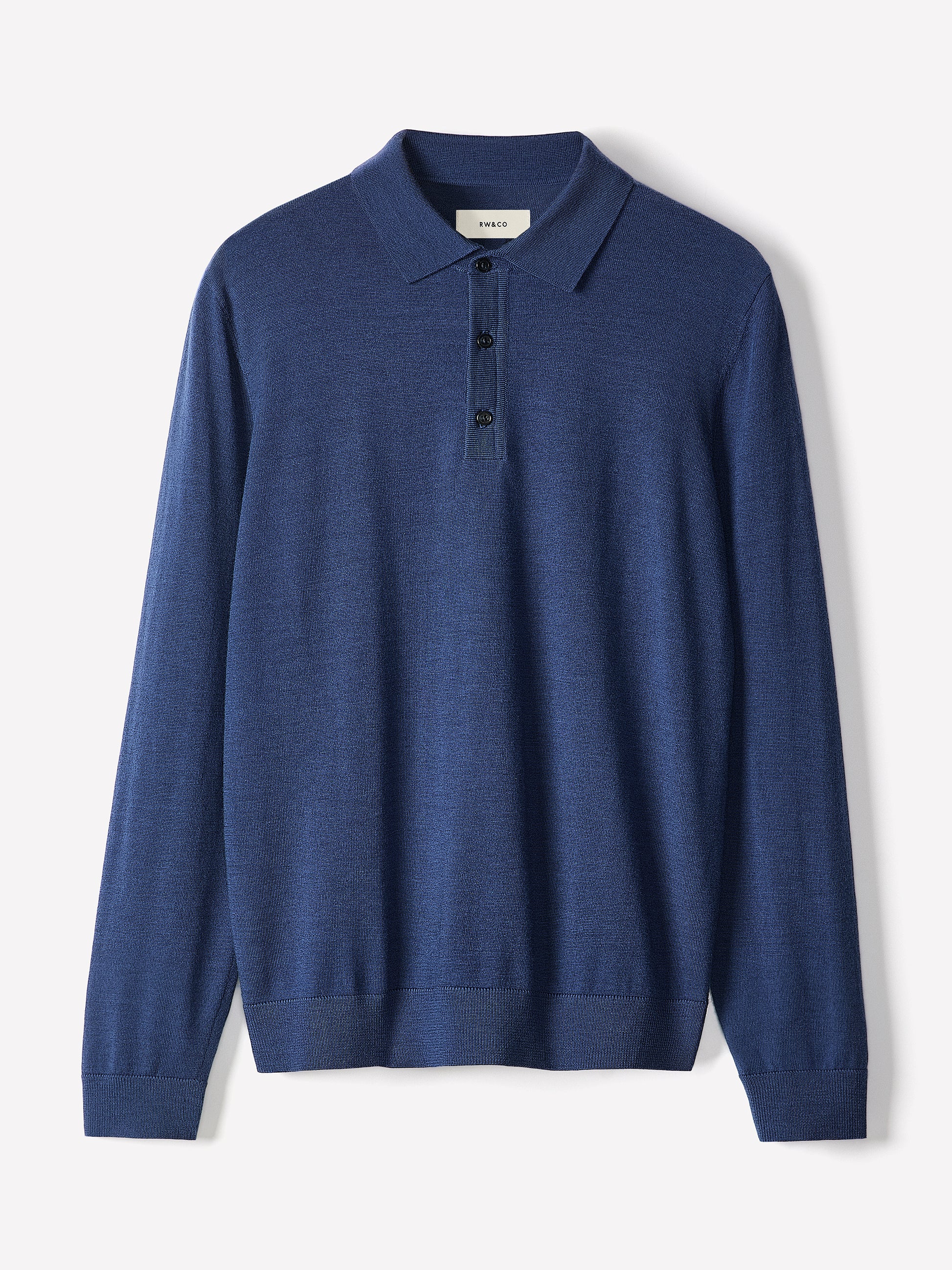 Merino Wool Knit Polo Sweater Long Sleeve