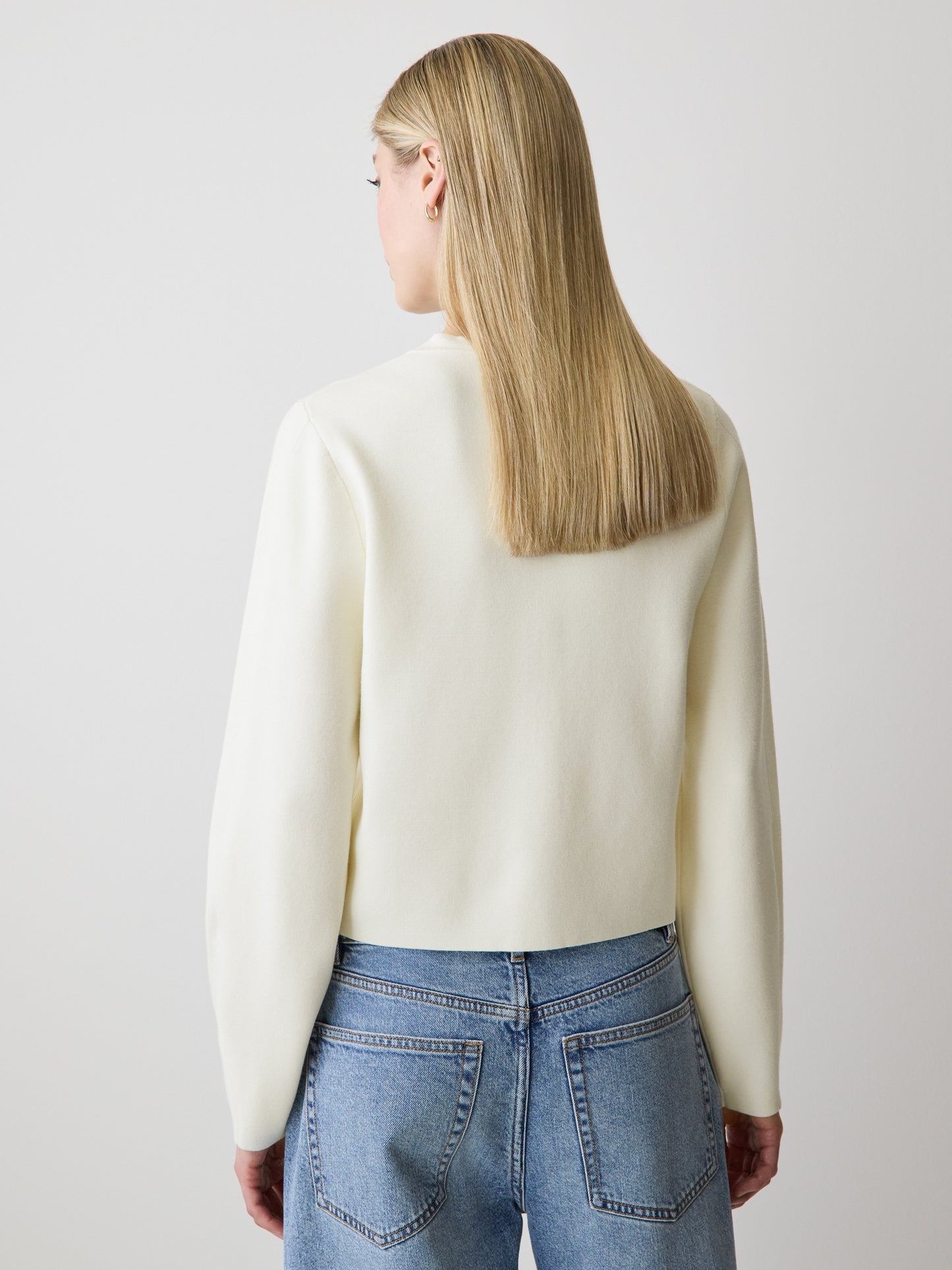 Knit Sweater Cardigan Sculpted Sleeve