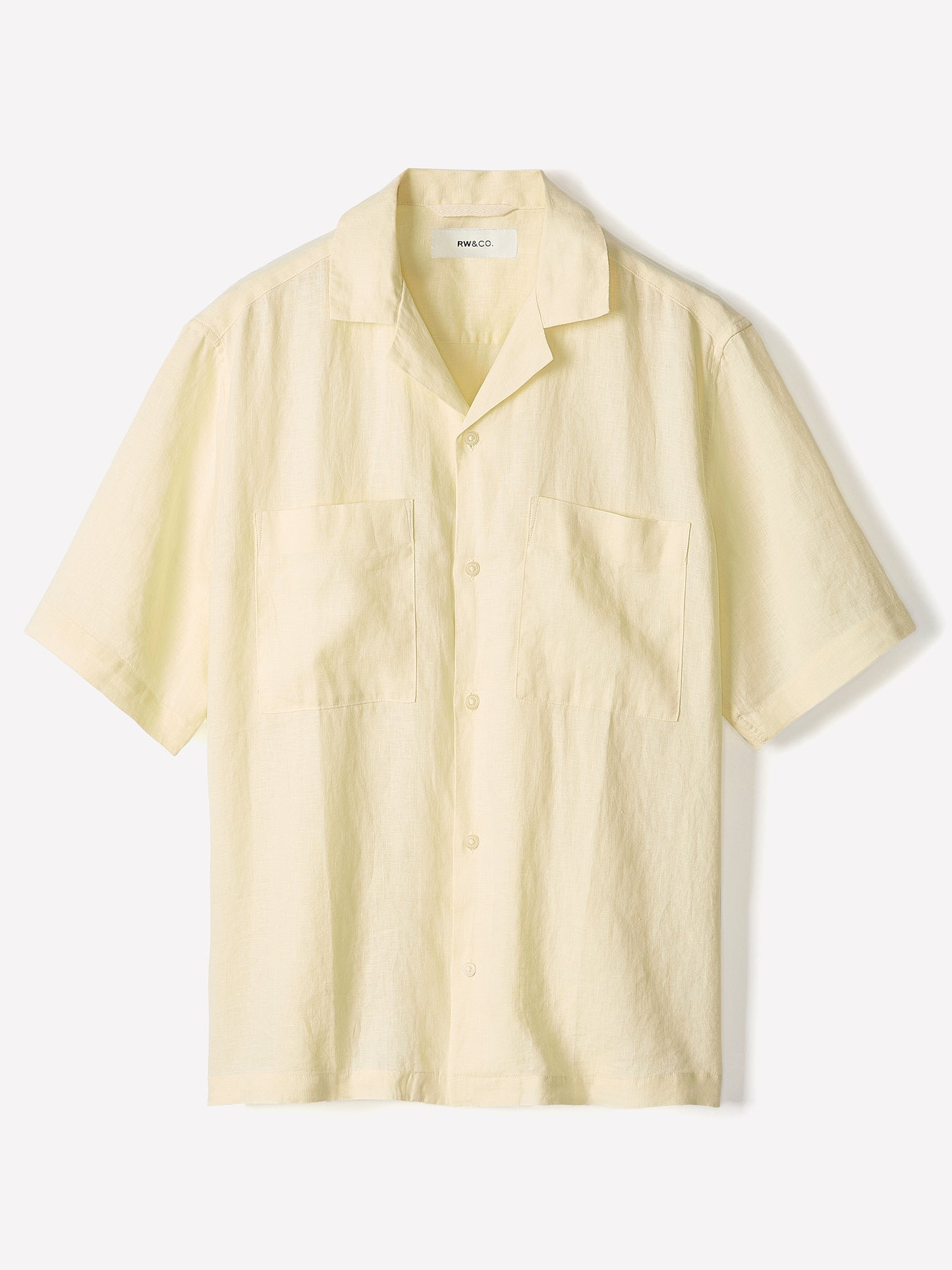 Short-Sleeve Linen Shirt with Camp Collar