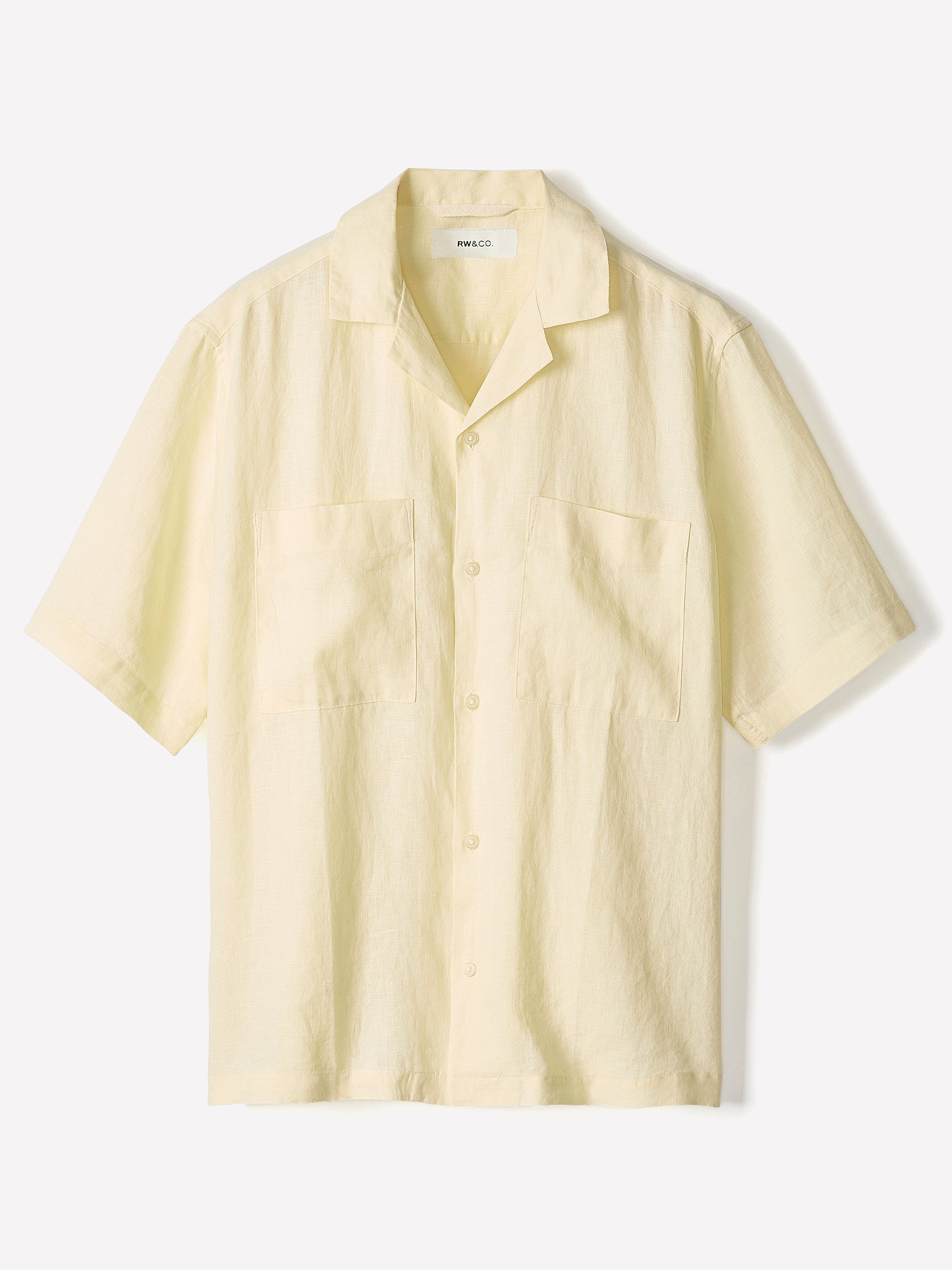 Short-Sleeve Linen Shirt with Camp Collar