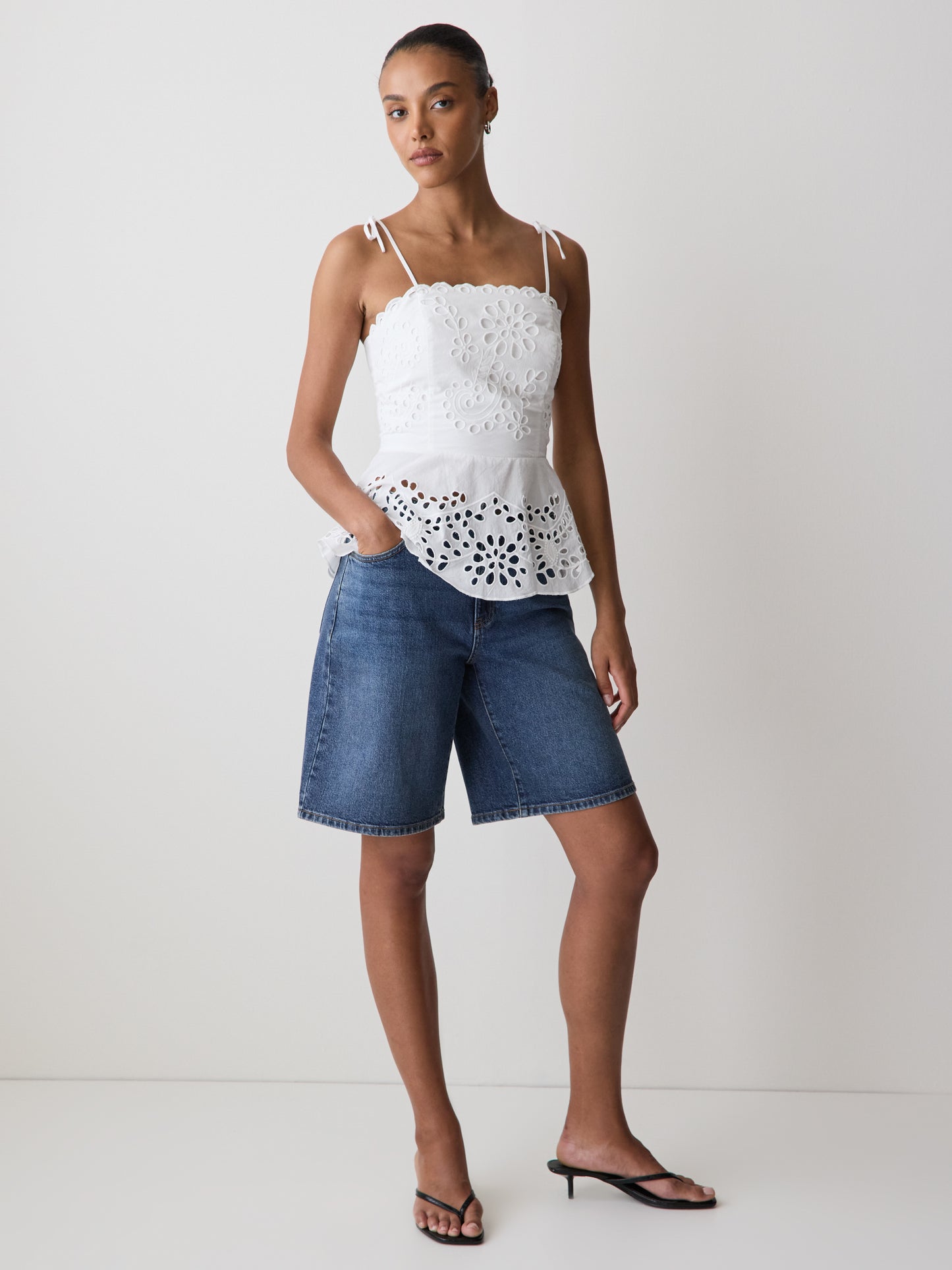 Woven Cotton Peplum Top