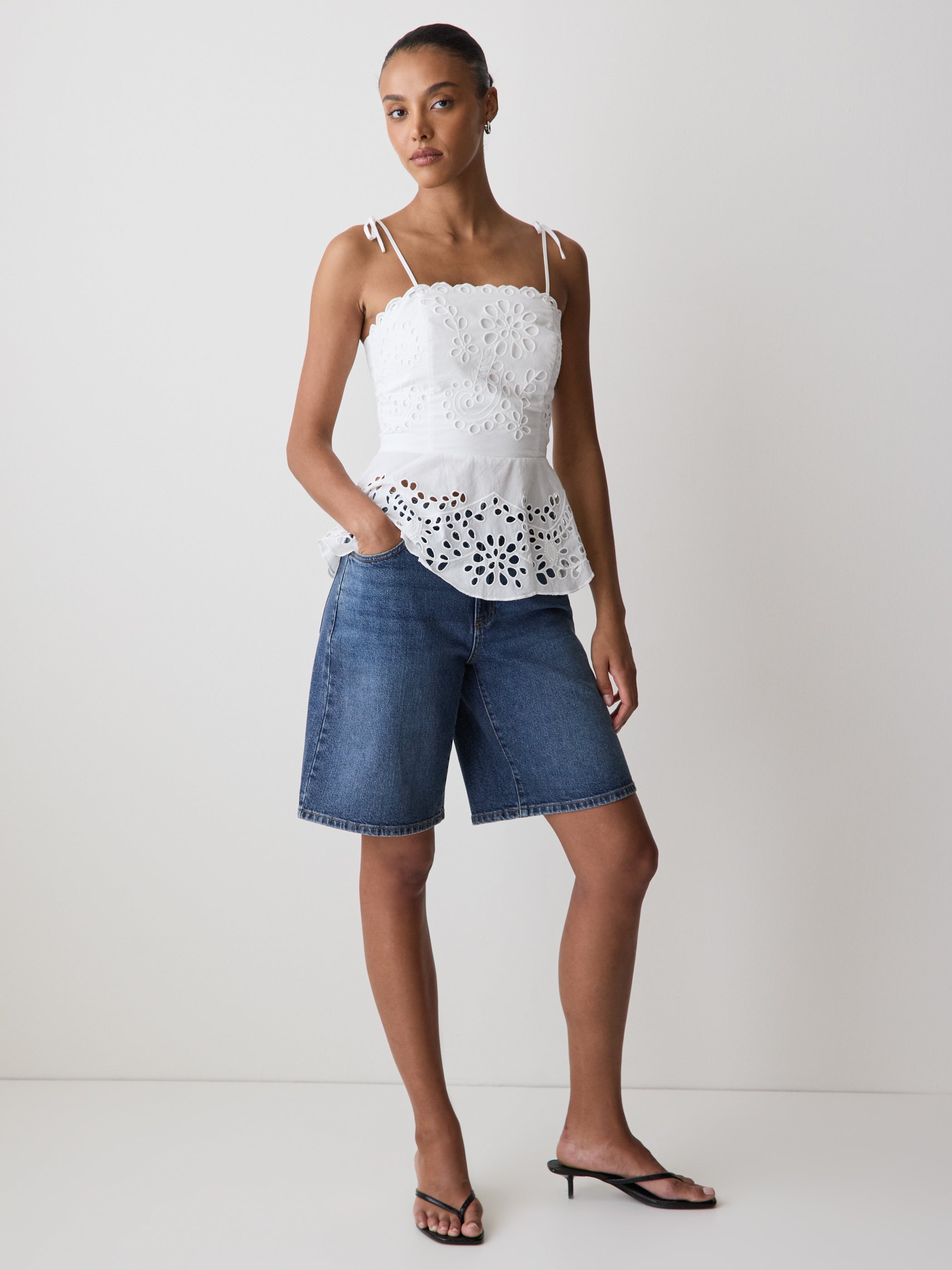 Woven Cotton Peplum Top