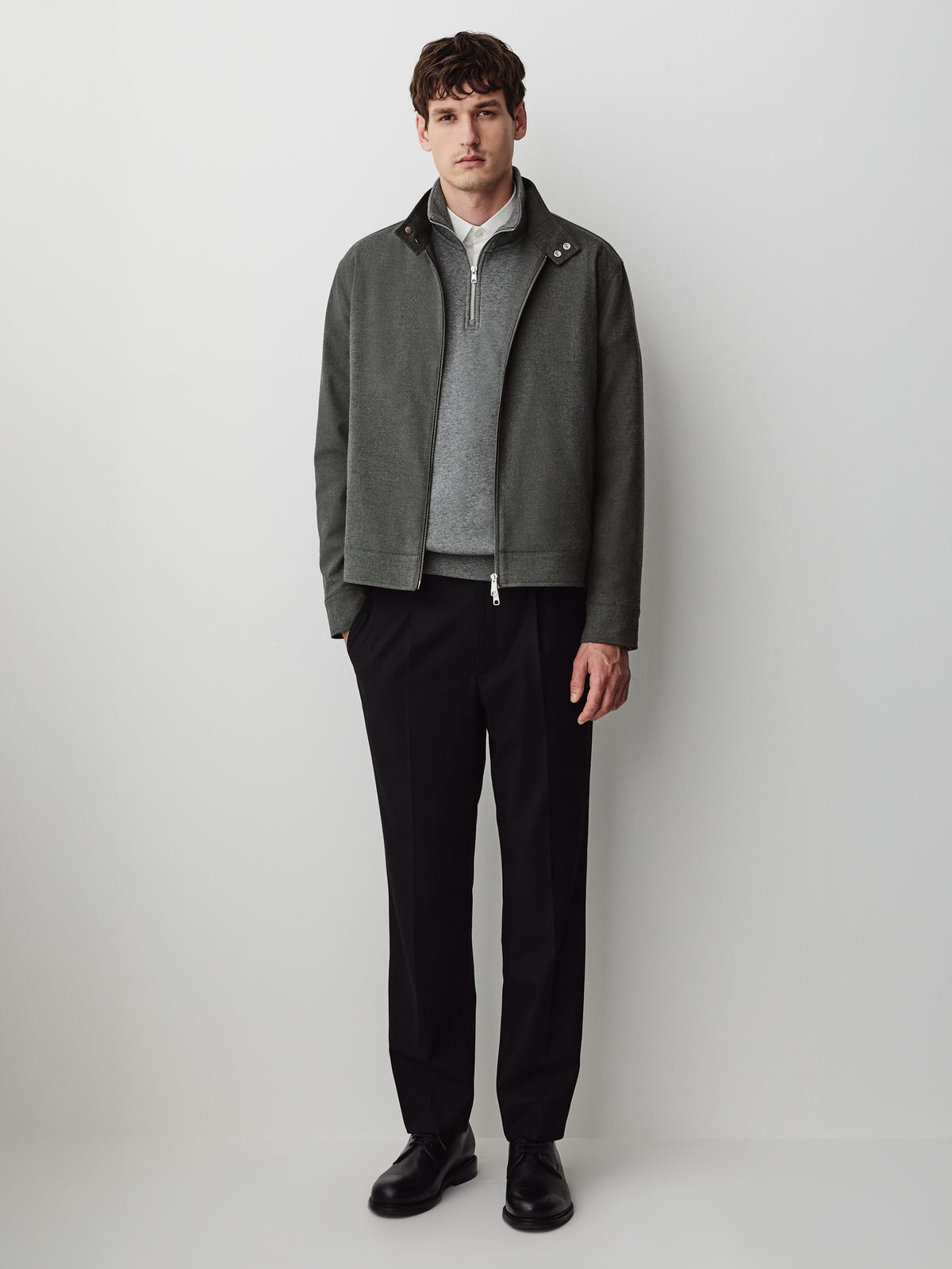 Brushed-Knit Milkman Jacket with Pockets