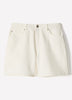 Woven Denim High Rise Mid Thigh Shorts