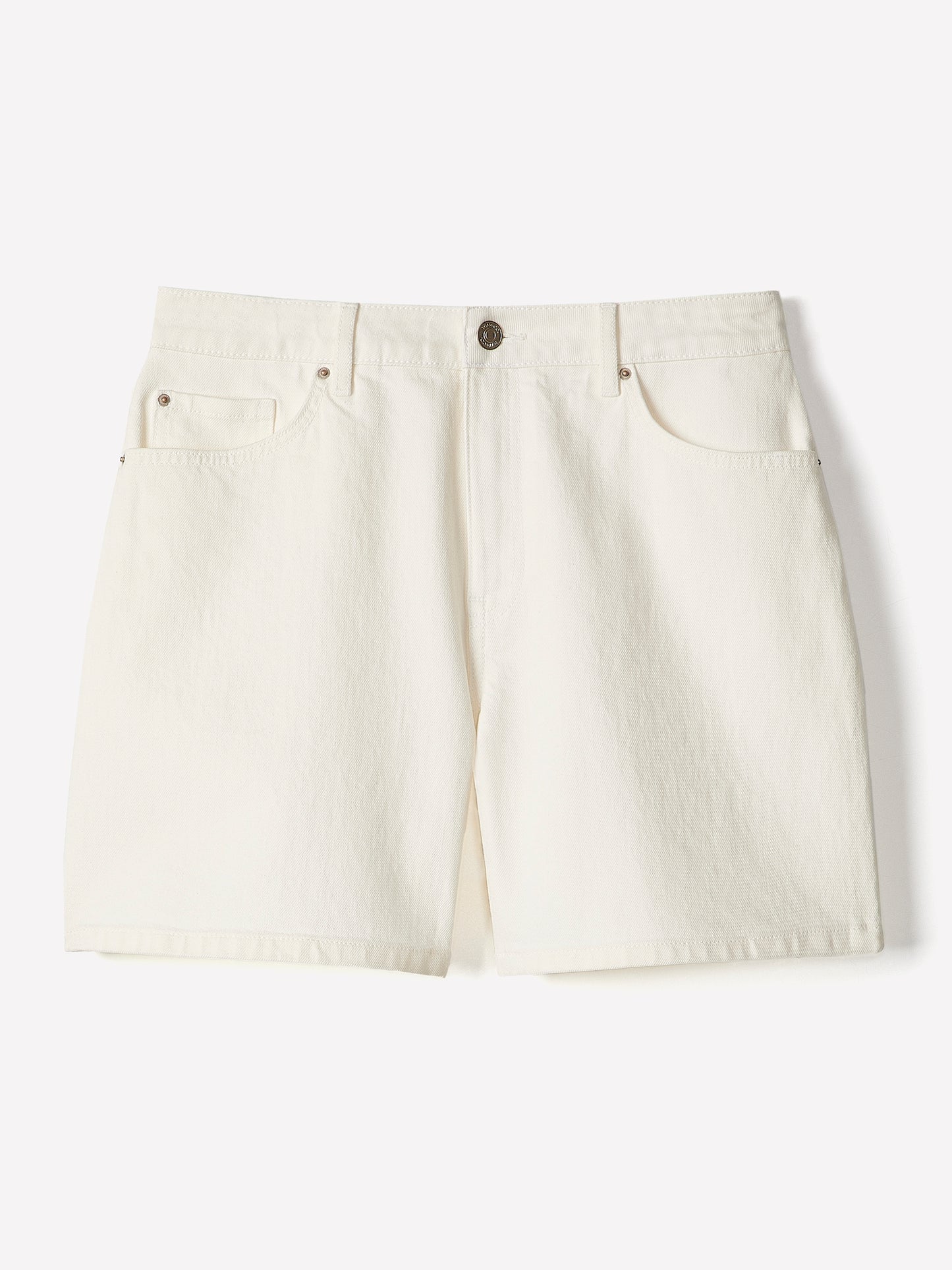 Woven Denim High Rise Mid Thigh Shorts