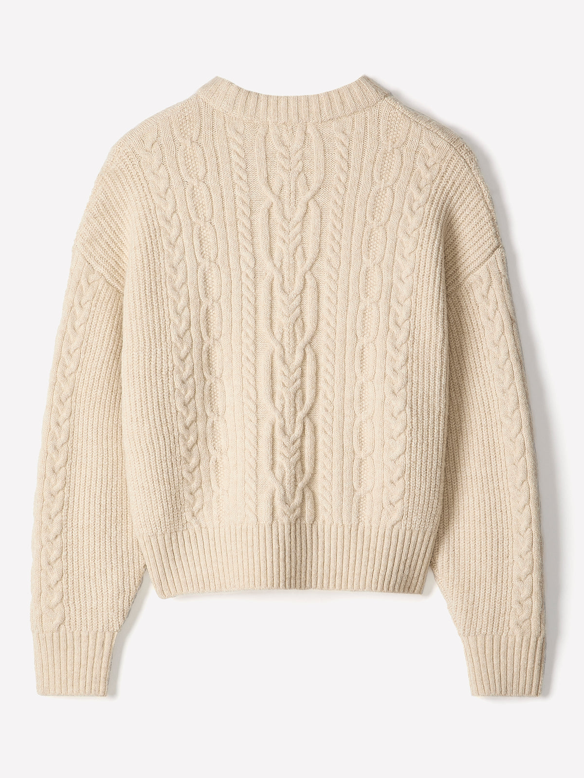 Long-Sleeve Crew-Neck Sweater with Cable Stitches