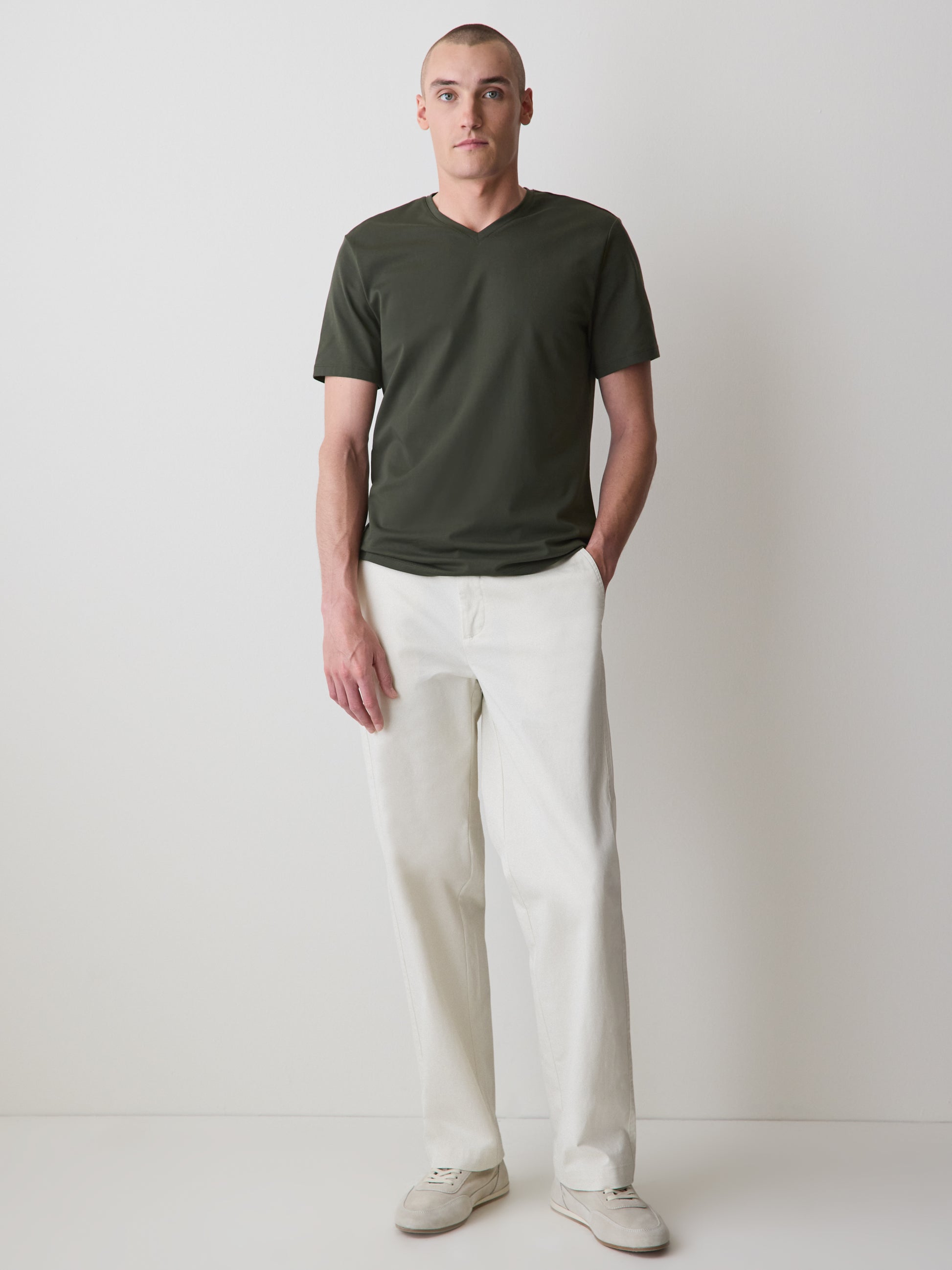 Men's V-Neck Knit T-Shirt Supima Cotton