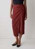 Woven Linen Blend Wrap Midi Skirt