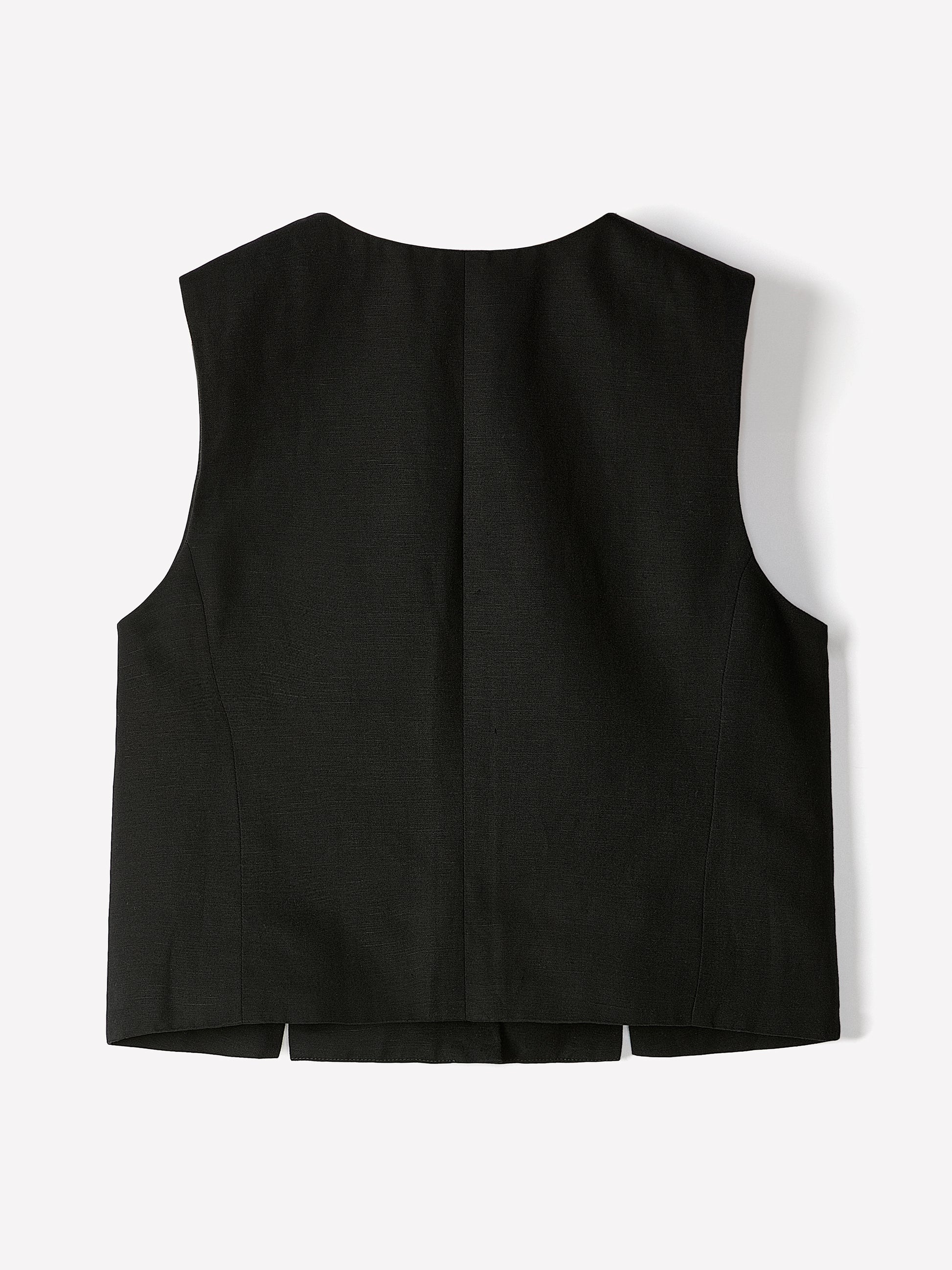 Woven Linen Viscose Sleeveless Waistcoat