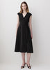 Extended-Sleeve V-Neck Wrap Midi Dress