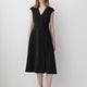 Extended-Sleeve V-Neck Wrap Midi Dress