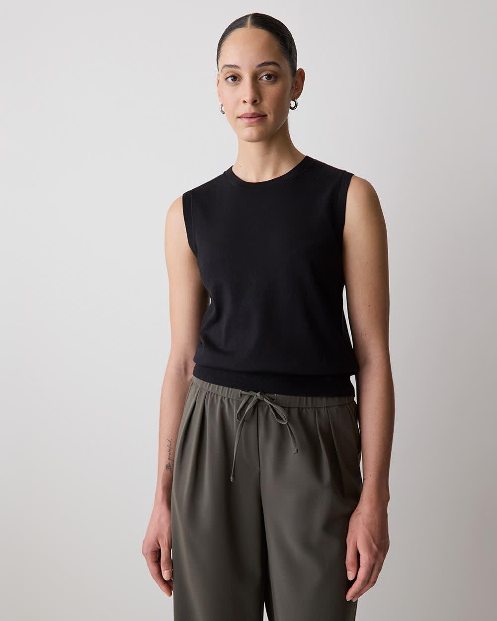 Pull Sans Manches à Col Dégagé