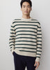Mens Lambswool Crew Neck Knit Sweater with Stripe