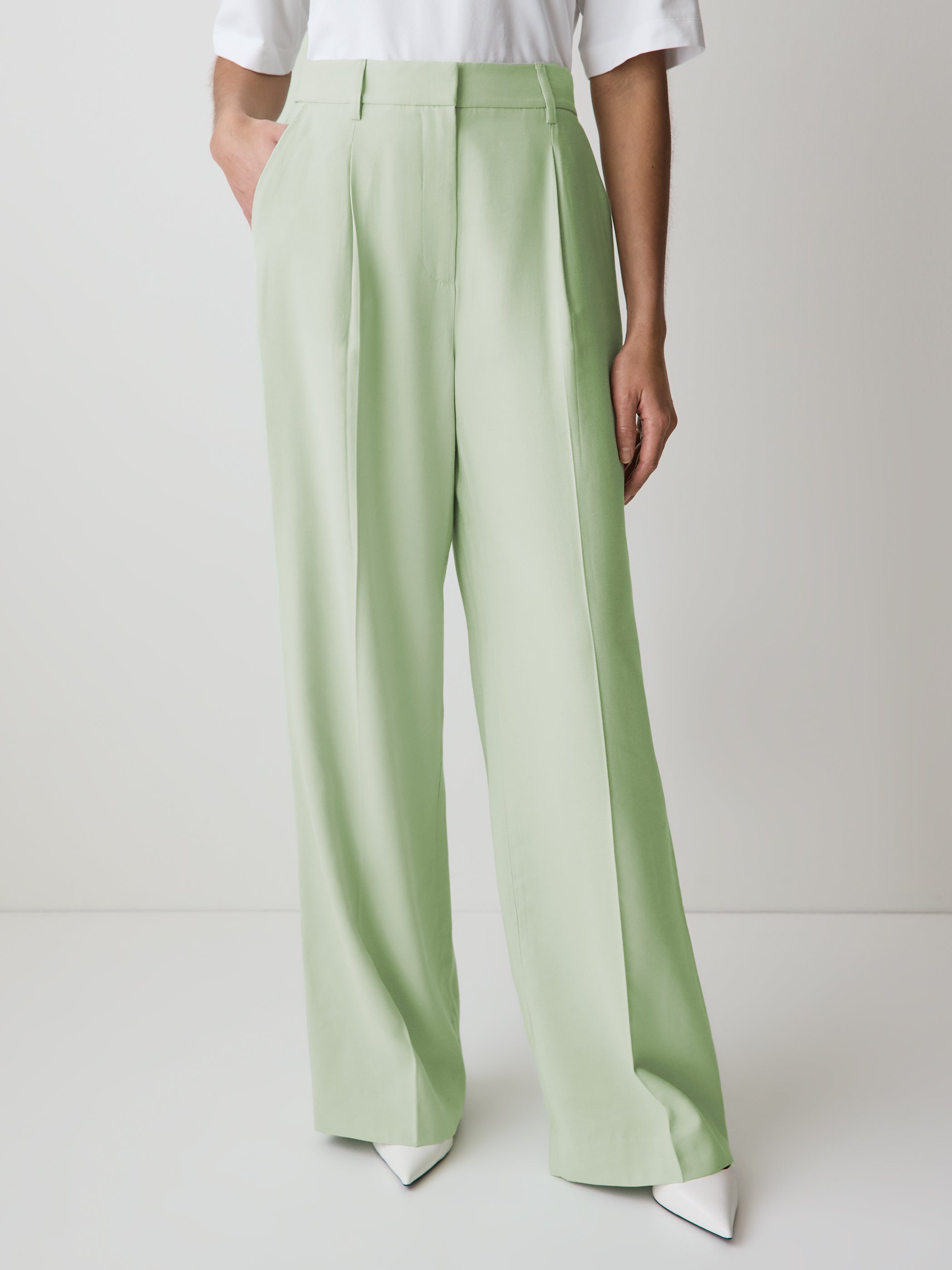 Wide-Leg High-Rise Pant with Elastic Back