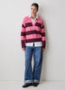 Cotton-Merino-Blend V-Neck Rugby Polo Sweater