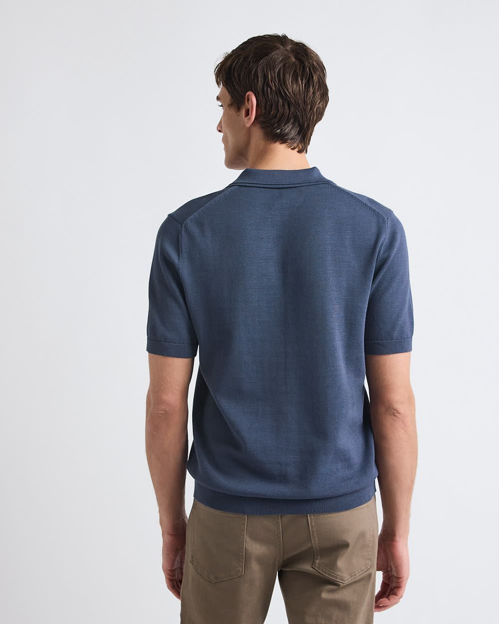 Polo à Manches Courtes en Coton avec Col Johnny