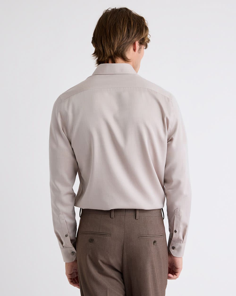Slim-Fit Solid Cotton Modal Dress Shirt
