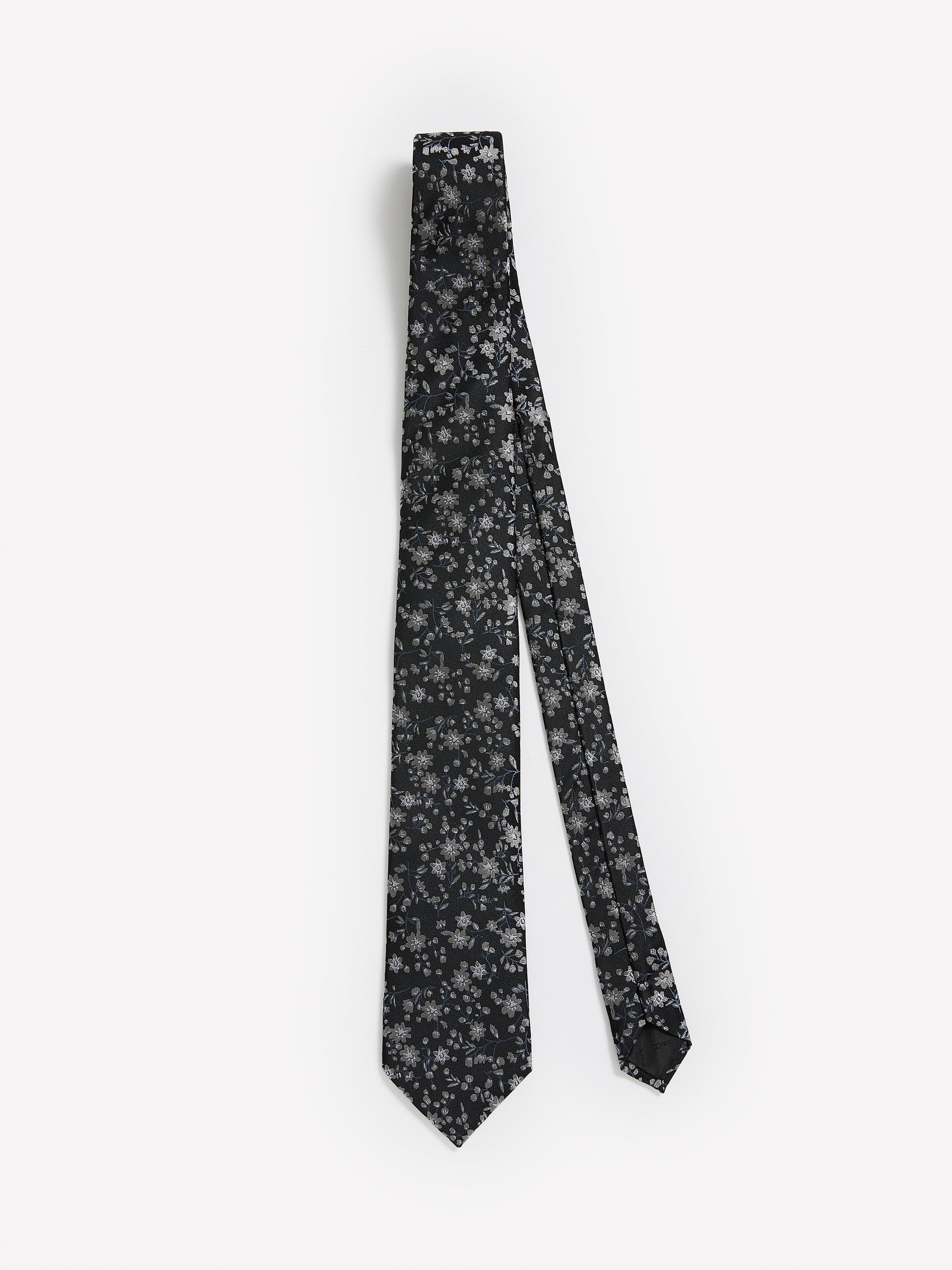 Black Regular Tie with Floral Pattern