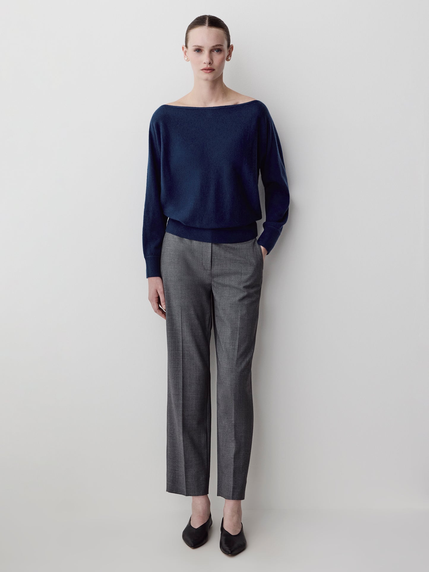 Off Shoulder Knit Sweater 100% Merino Wool