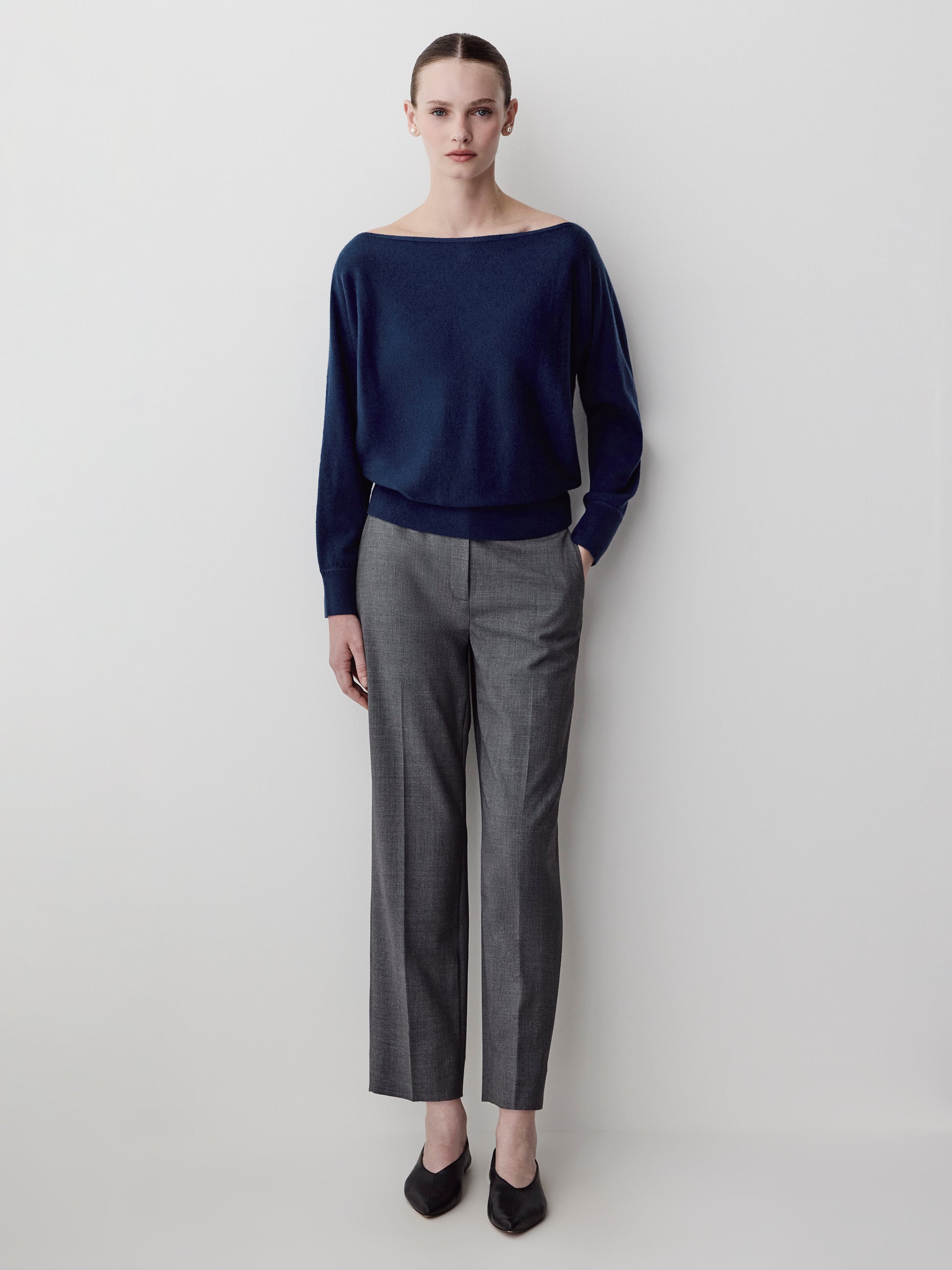 Off Shoulder Knit Sweater 100% Merino Wool