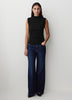 Knit Pullover Rib Mock Neck Top