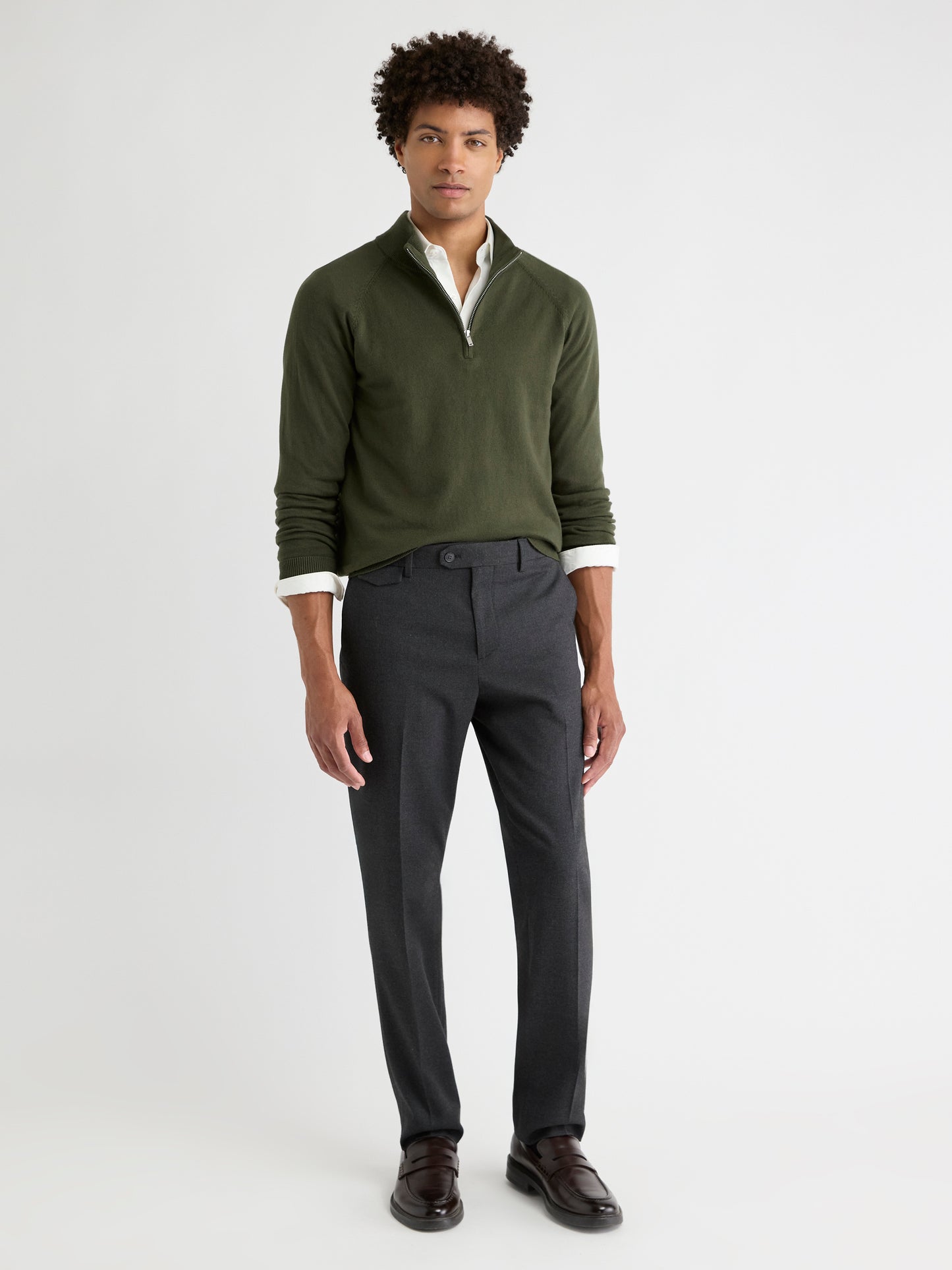 Long-Sleeve Quarter-Zip Mock-Neck Sweater