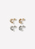 Silver and Golden Double Hoops - 2 Pairs