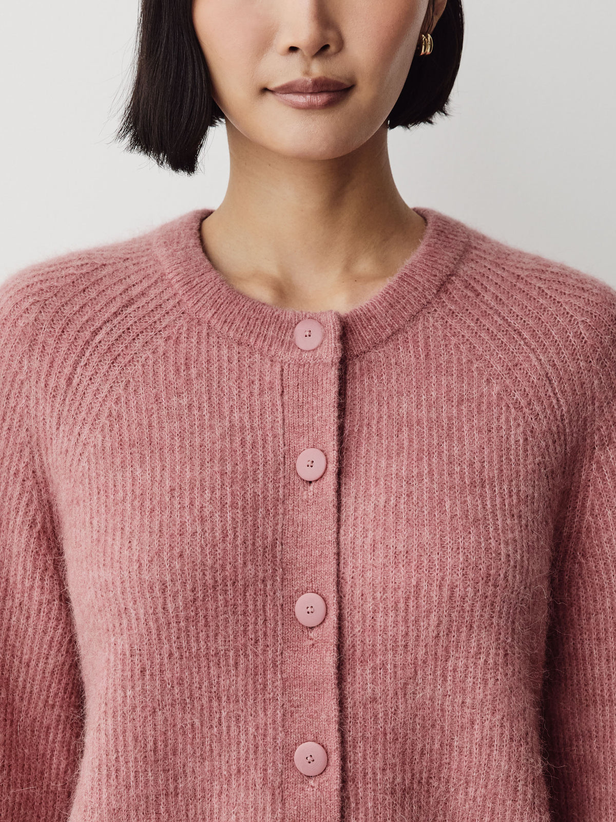 Wool-Blend Long-Sleeve Crew-Neck Cardigan