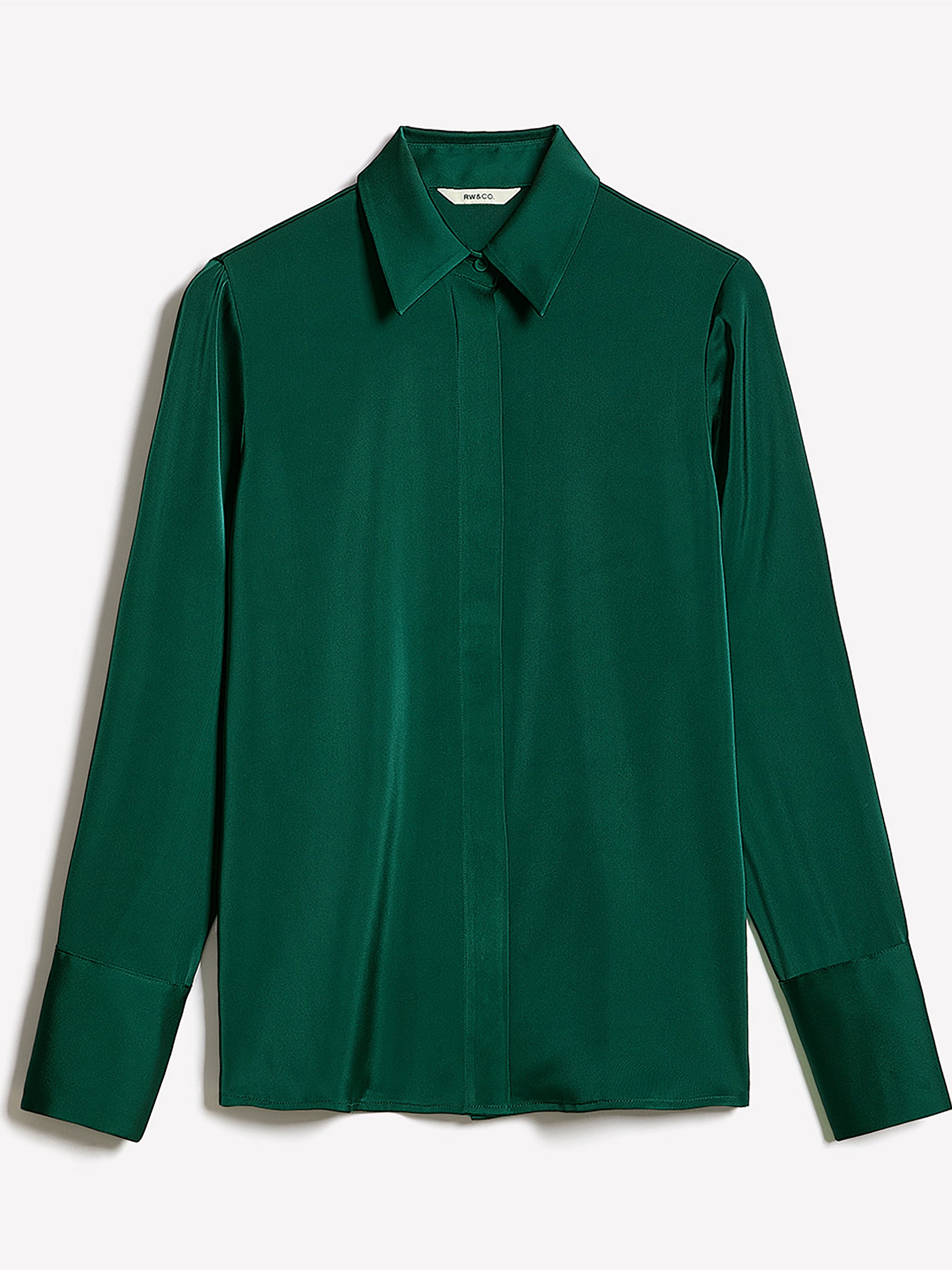 Blouse Boutonnée en Satin à Manches Longues