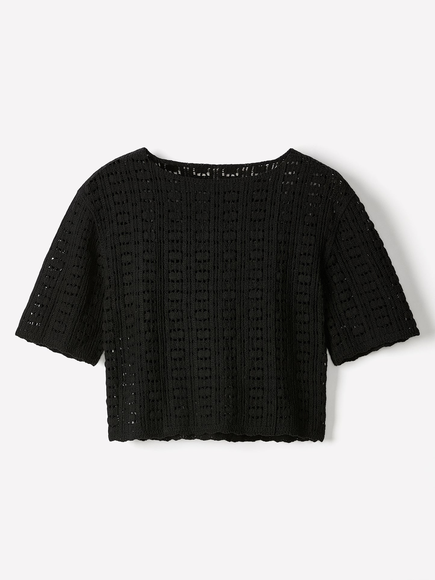 Knit Crochet Relaxed Tee in 100% Cotton
