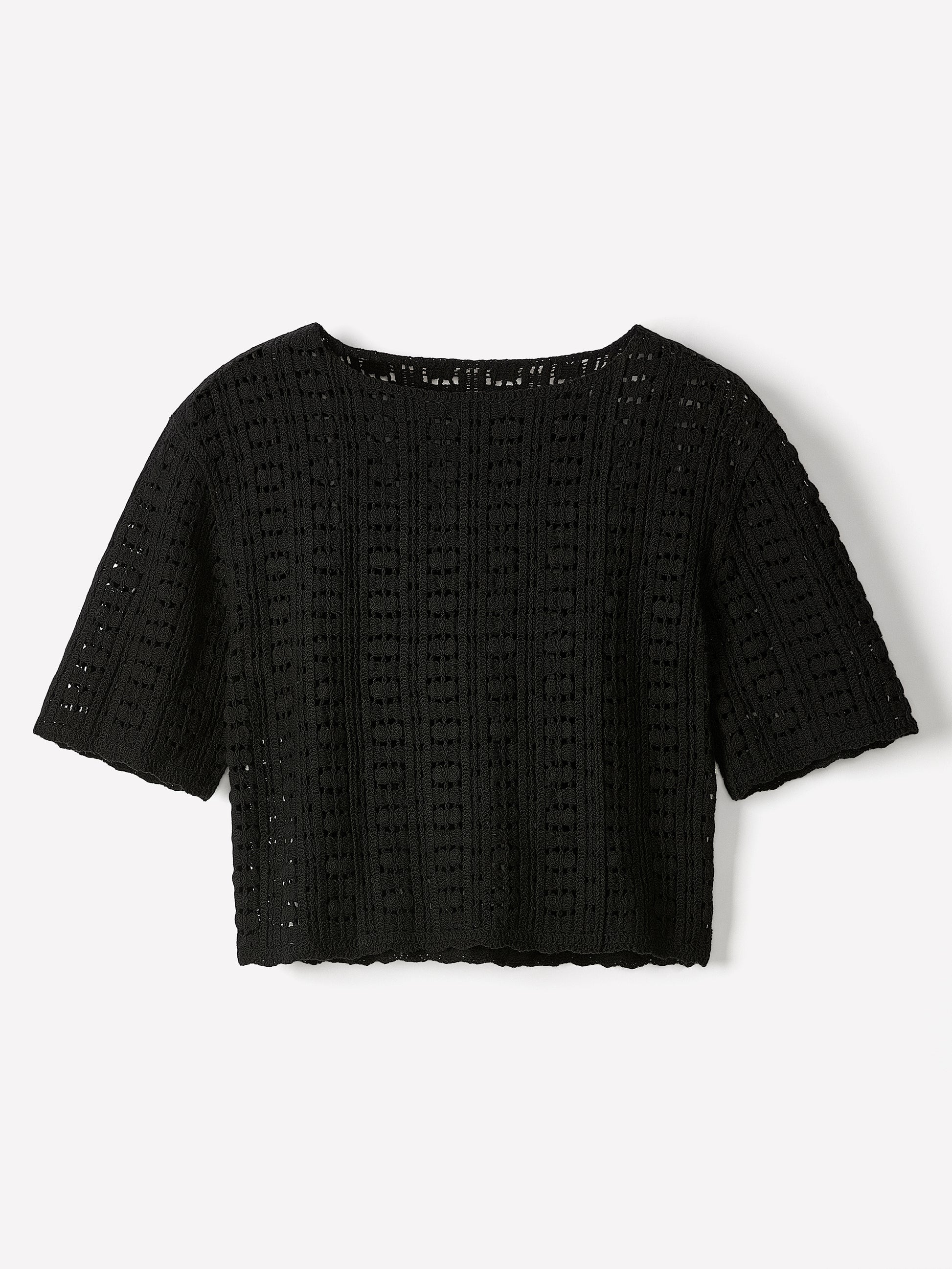 Knit Crochet Relaxed Tee in 100% Cotton